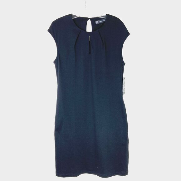 NY&C NWT Sheath Dress Size S Black Knit Cutout Front Keyhole Back Cap Sleeves - Picture 8 of 10